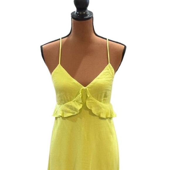 Lulus “Island Time” Lime Green Ruffled Sleeveless Midi Dress – Size Medium - Picture 3 of 9
